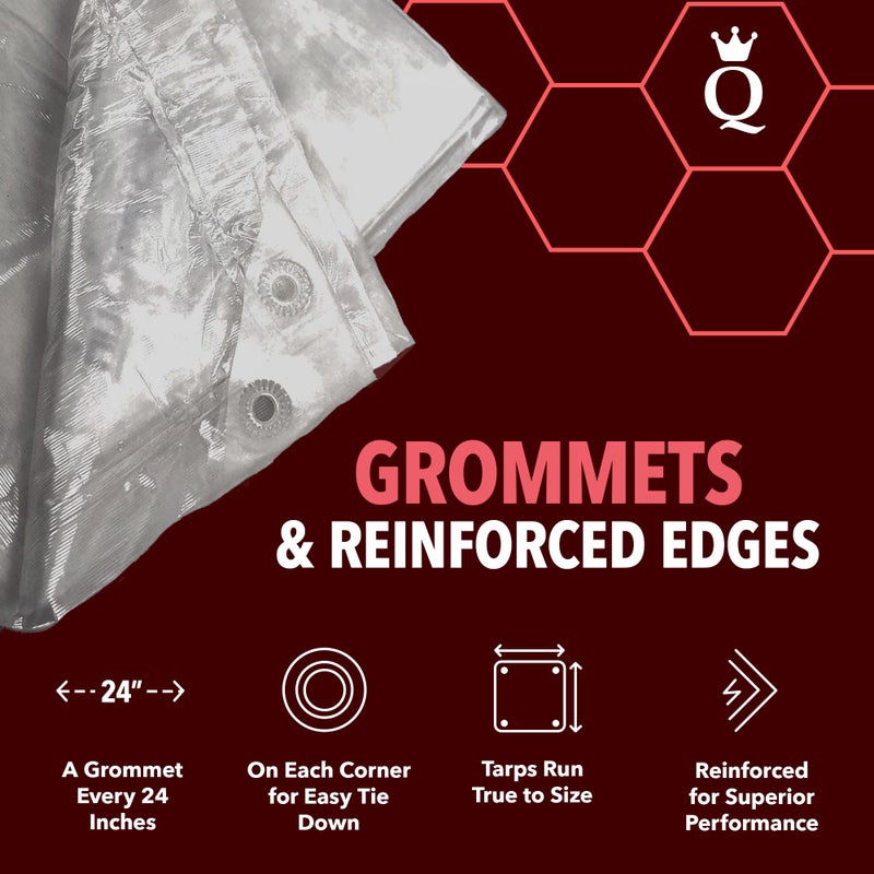 Queen of Tarps ملكة الأغطية | 6x8 غطاء خفيف الوزن مقاوم للماء، 70 GSM بسماكة 7 MIL، مقاوم للأشعة فوق البنفسجية/التمزق، للتخييم، الأثاث الخارجي، السيارة، الخيام، الطلاء، حماية الحطب - Image 3